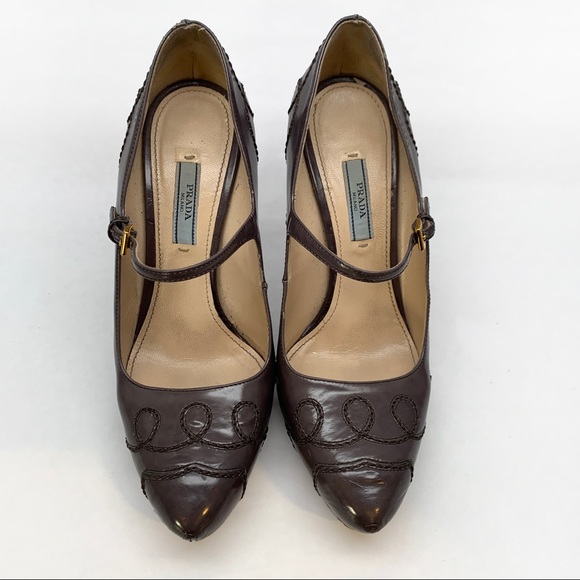Prada Embroidered Leather Heel - Picture 4 of 5
